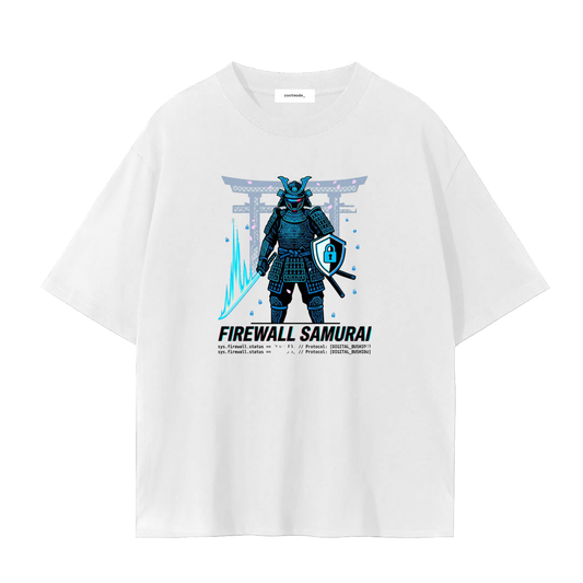 Firewall Samurai T-Shirt | Cyberpunk Cybersecurity Shirt | Japanese Hacker Tee | IT Warrior Gift | Cool Tech Shirt For Men