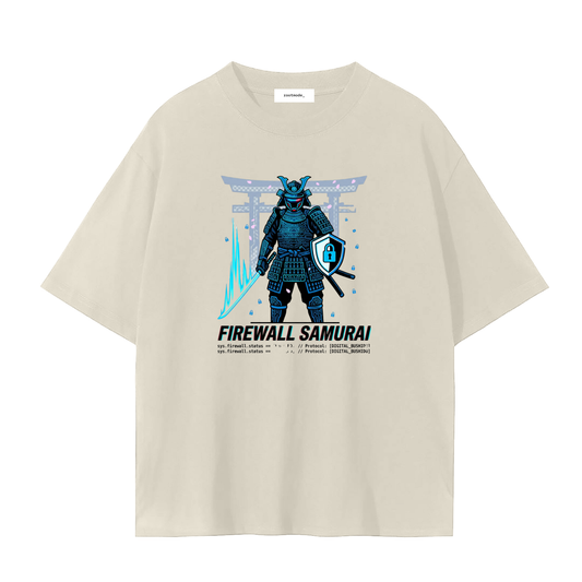Firewall Samurai T-Shirt | Cyberpunk Cybersecurity Shirt | Japanese Hacker Tee | IT Warrior Gift | Cool Tech Shirt For Men
